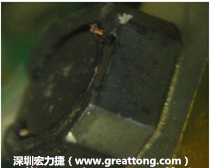 使用銀(Ag)鍍層的電源電感器(Power Inductors)，經(jīng)過推力測試后，零件端點(diǎn)上已經(jīng)看不到任何鍍層的痕跡了，所以其耐推力就比較小。