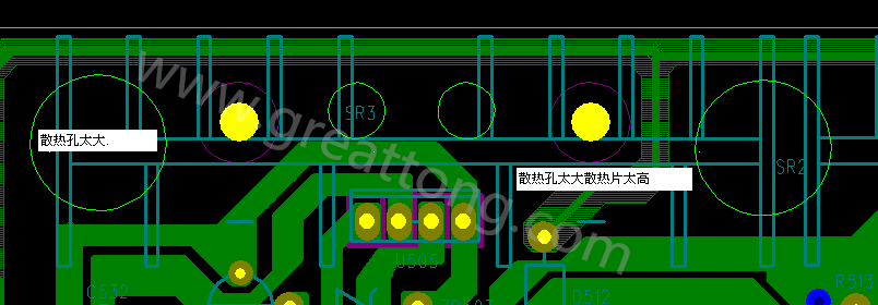 PCB設計中，散熱孔散熱片設計不當，造成很多電源板斷裂