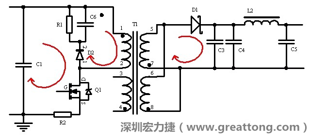 元件布局的時候，要優(yōu)先考慮高頻脈沖電流和大電流的環(huán)路面積，盡可能地減小,以抑制開關(guān)電源的輻射干擾