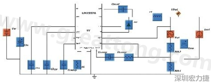 參考圖1的電流通路：把FET在導(dǎo)通狀態(tài)下流經(jīng)的通路標(biāo)記為紅色；把FET在關(guān)斷狀態(tài)下的迴路標(biāo)記為綠色。