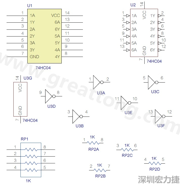 圖1 半導(dǎo)體元件供應(yīng)商所畫的電路圖符號是模擬元件的接腳圖，而非訊號流程。