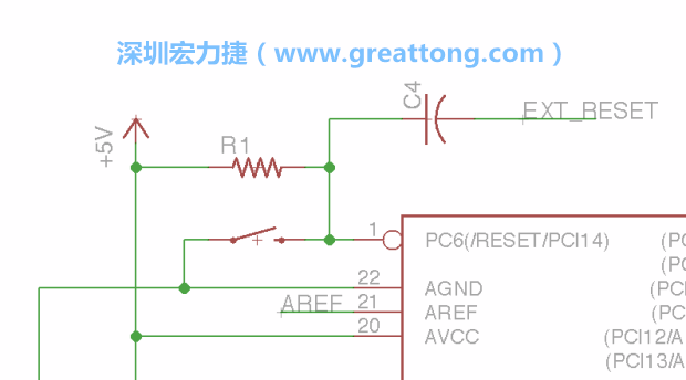 很多PCB設(shè)計(jì)者的設(shè)計(jì)不符合人體工學(xué)，他們使用很小的按鈕、不方便的元件配置和難以解讀的標(biāo)簽，千萬(wàn)不要變成這樣！這次我們的設(shè)計(jì)有一個(gè)大小合適的重置按鈕（reset button）和可以清楚辨認(rèn)是否已經(jīng)接上電源的LED指示燈。