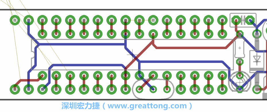 如果可以的話盡量讓接地線保持在電路板的背面，這樣它們就可以在可能范圍內和最大的接地面連結在一起。