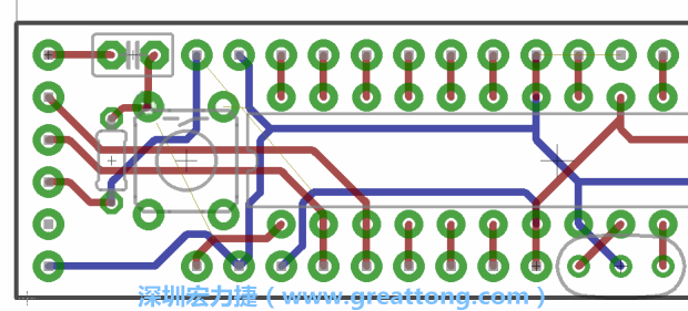 4.2. 然后在電路板的背面進行布線。