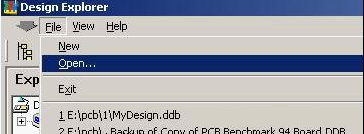 打開Protel 99 SE，點(diǎn)擊File菜單選擇“Open”打開需轉(zhuǎn)換的文件
